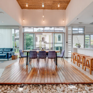 Modern, two story home with nice family play room, pool, climbing wall and more